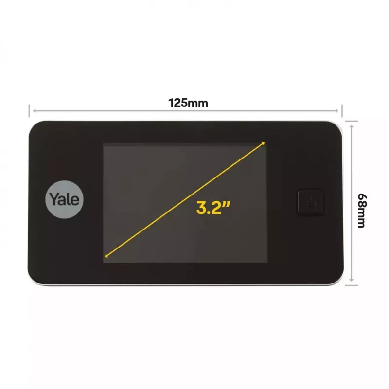 Digital Door Viewer Yale 45-0500-1432-00-6011 — 3.2 inch LCD, 105° viewing angle, 110° angle, black, 2×AAA