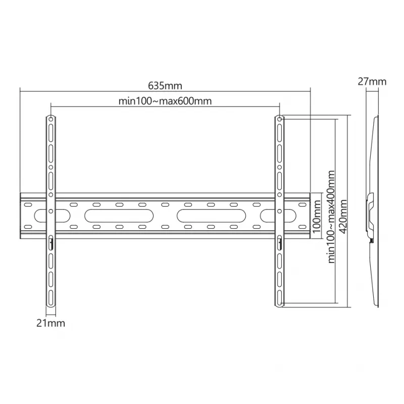 SBOX PLB-2546F-2 mounting bracket 37–80 mm, load 45 kg, plate 600×400 mm