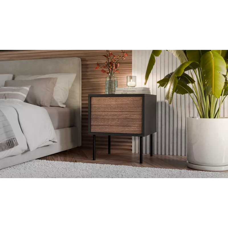 Bedside cabinet, 2 pcs. CORTINA 45x40x51 black/walnut