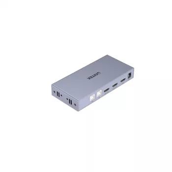 KVM switch Unitek V307A USB HDMI 2‑port 4K Ultra HD 3840x2160@60Hz HDCP 2.2, metal housing, grey