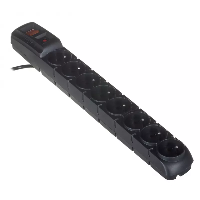 power strip with switch : 8 outlets, cable of 1,5 M, black