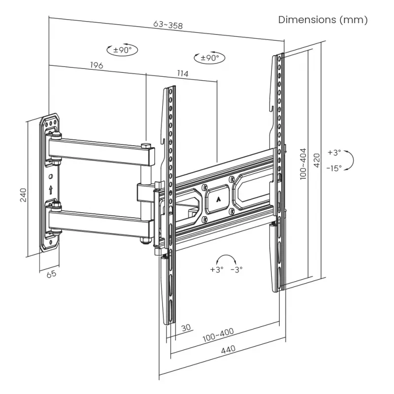TV wall mount SBOX PLB-3644-2 for 32–55 inch TVs, up to 35 kg, VESA 400x400