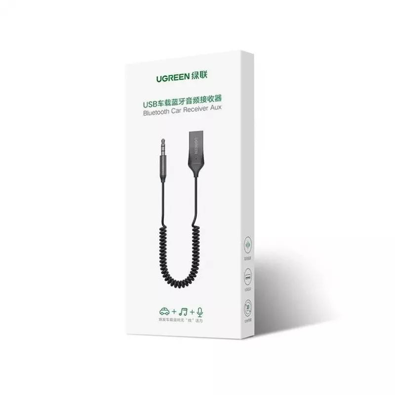 Audio receiver UGREEN CM309 Bluetooth 5.0 USB with 3.5 mm AUX jack, black, 20–20000 Hz