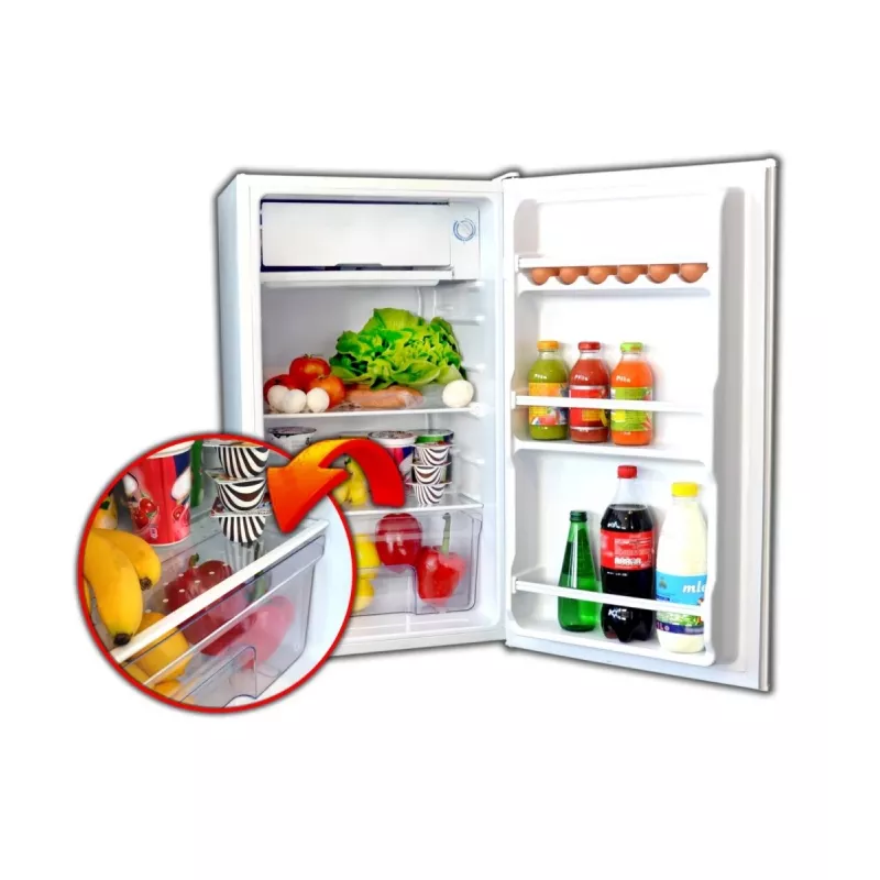 Fridge-freezer Ravanson LKK-90E, freestanding 91 L total (fridge 81 L, freezer 10 L), white, energy class E