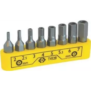Hexagon Bit Set c.k tools T4528 — 8-piece hexagon bits for screwdrivers and bit holders