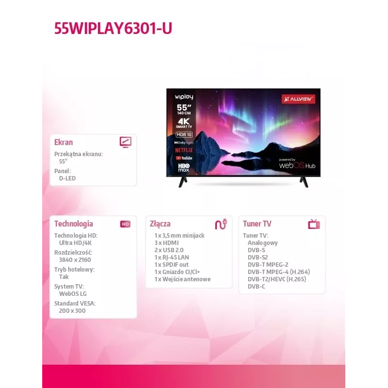 TV LED 55 inch 55WIPLAY6301-U