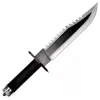 Fixed survival knife cinema classic CC-H2 — 400 mm overall, 250 mm steel blade, smooth and serrated, black handle, includes leather scabbard
