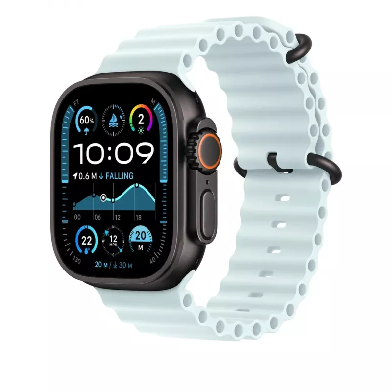 Apple 49mm Ice Blue Ocean Band - Black Titanium Finish