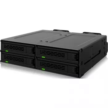 ICY DOCK - MB324V4P-B - ExpressCage - 4-Bay 15?mm U.2/U.3 SSD Wechselrahmen für 5,25-Einbauschacht  Werkzeugloses SSD-Montagesystem