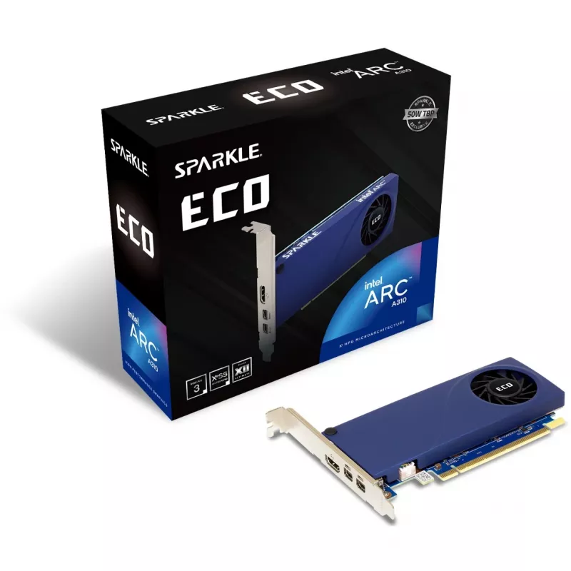 Graphics card Sparkle Intel Arc A310 ECO 4 GB GDDR6, PCIe 4.0 x8, 1000 MHz, 64-bit bus, 4K@60Hz