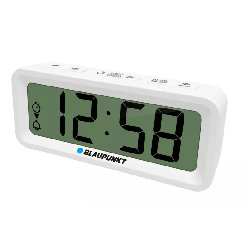 Alarm clock BLAUPUNKT CL04WH multifunction watch, white — thermometer, calendar, snooze, 88×37×21 mm
