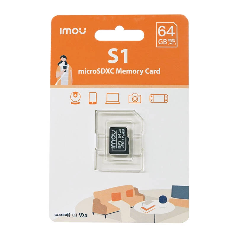 MicroSD memory card IMOU ST2-64-S1 64 GB, Class 10, Read 95 MB/s, Write 35 MB/s, U3 V30