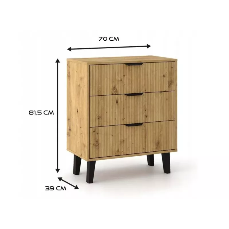 SCANDI 3S SLIM OAK ARTISAN CHEST OF DRAWERS