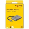 USB hub DELOCK 64337 — USB 3.2 Gen 2 Type-C host, 3 ports (Type-C + 2× Type-A), 10 Gbit/s, grey, metal housing