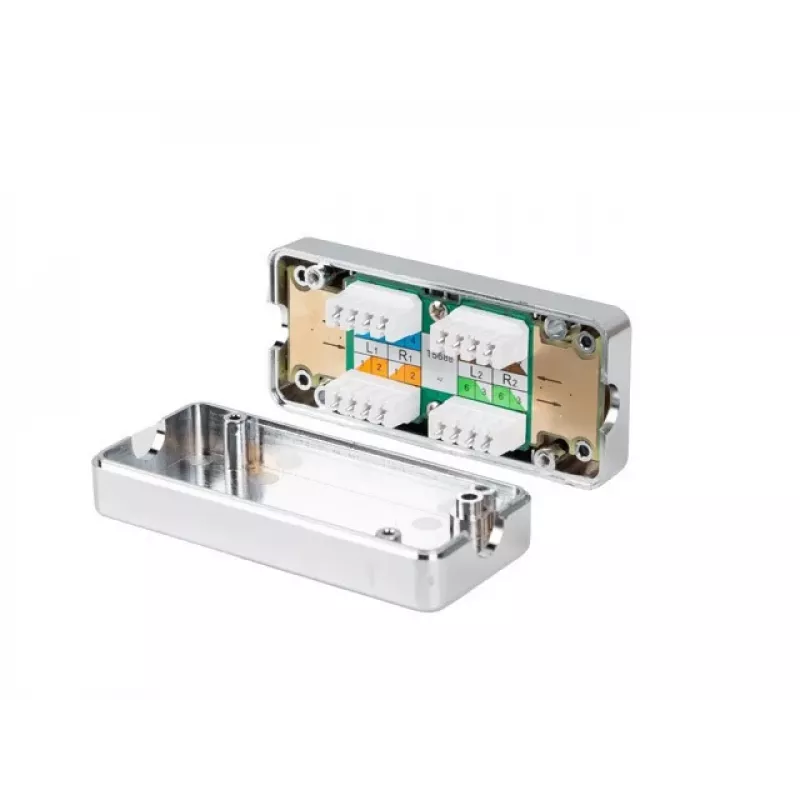 LANBERG network junction box PLC-6SL1-S, Cat6 S/FTP (S-STP), silver, 82×35×23 mm