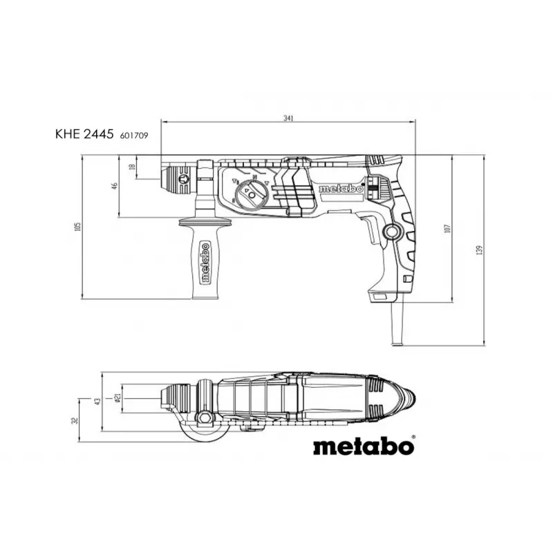 Combi Hammer Metabo KHE 2445 800W 3.2J 3 Functions