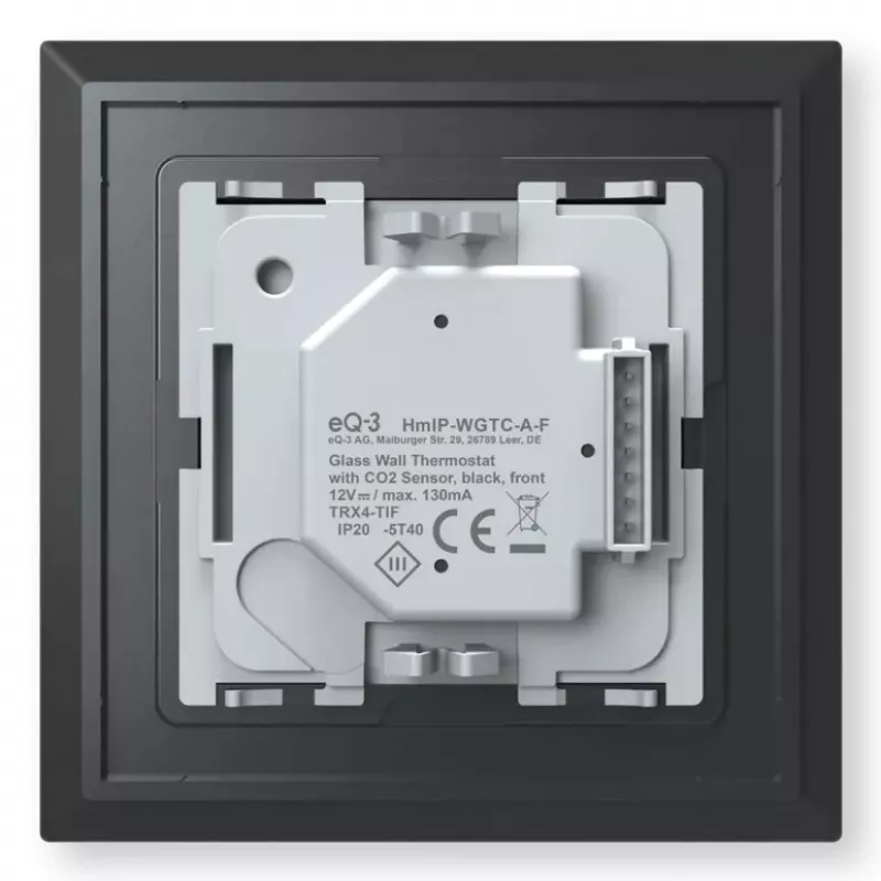 Glass wall thermostat Homematic IP with CO₂ sensor — mechanical, black, 230 V, IP20