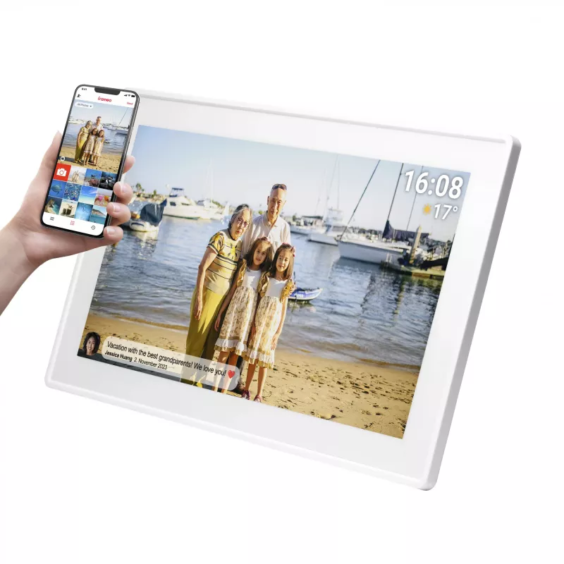Denver PFF-1515W digital photo frame White 39.6 cm (15.6) Touchscreen Wi-Fi