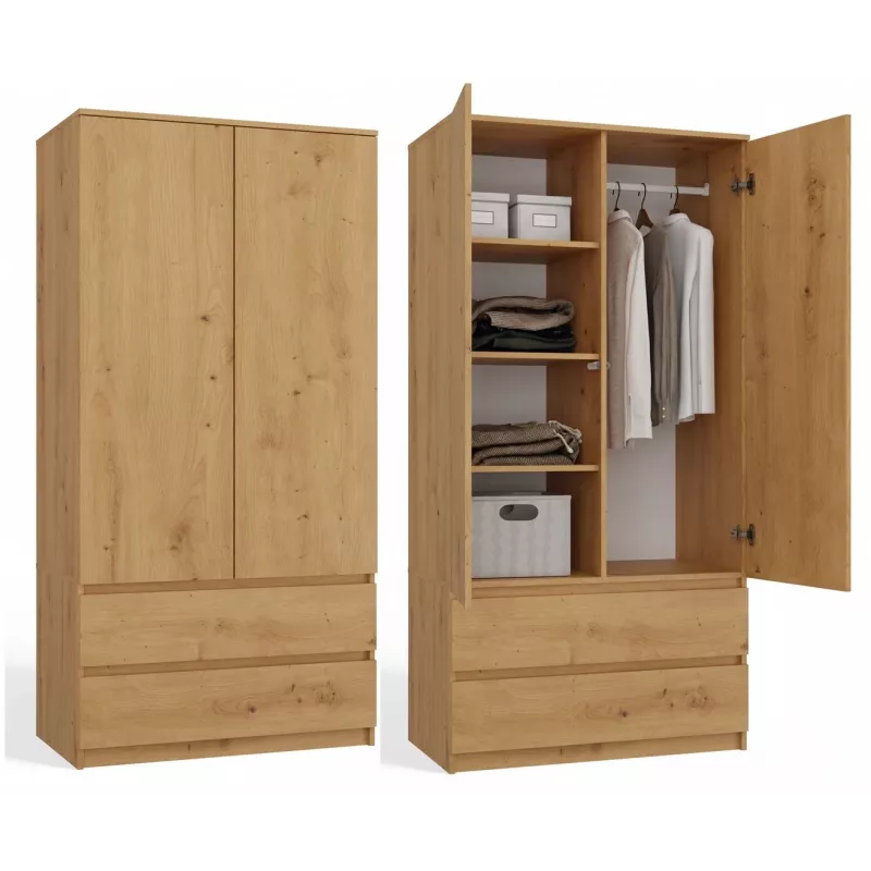 Topeshop SZAFA MALWA ART bedroom wardrobe/closet 5 shelves 2 door(s) Oak