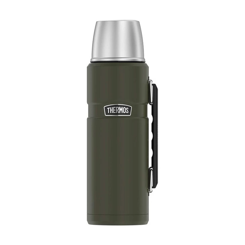 Thermal bottle THERMOS TH-170028 470 ml, vacuum-insulated stainless steel, army green, 24 h hot/cold
