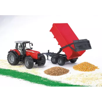 Tractor model BRUDER Massey Ferguson 7480 with tipping trailer