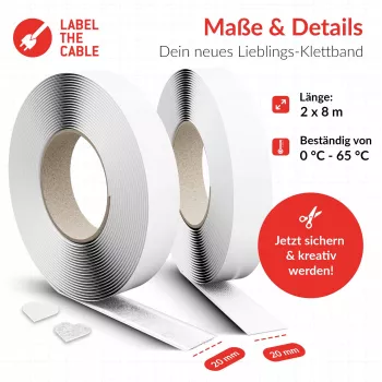 Cable tie tape Label the Cable Easy Tape Strap LTC 1520-8-20, 8 m length, 20 mm width, white