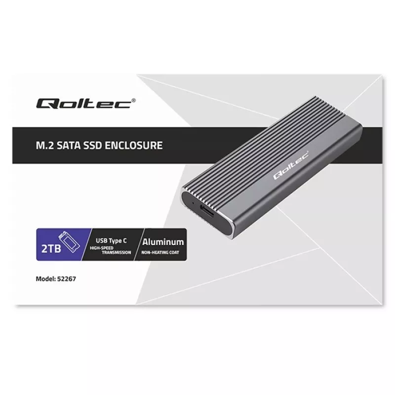 Qoltec Enclosure for SSD M.2 drive,SATA,NGFF,USB C