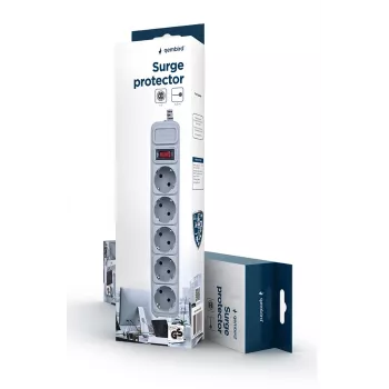 Gembird SPG3-B-15C Surge protector, 5 schuko sockets, 4.5m, grey