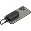 Powerbank 5.000 mAh, integrated USB-C cable 13cm, 20 Watt (black, 5 Ah, 1x USB-A, 1x USB-C, PD, QC)