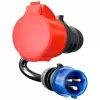 go-e Adapter Gemini flex 22 kW to CEE Blue 16 A - Black - straight - straight - IP55 - 22 kW - 16 A