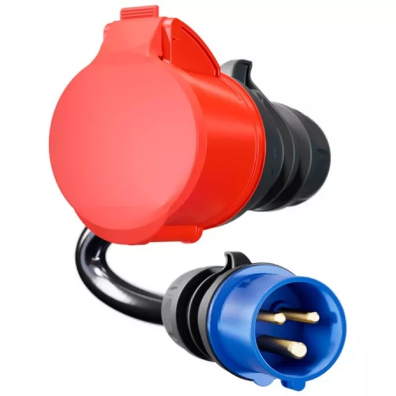 go-e Adapter Gemini flex 22 kW to CEE Blue 16 A - Black - straight - straight - IP55 - 22 kW - 16 A