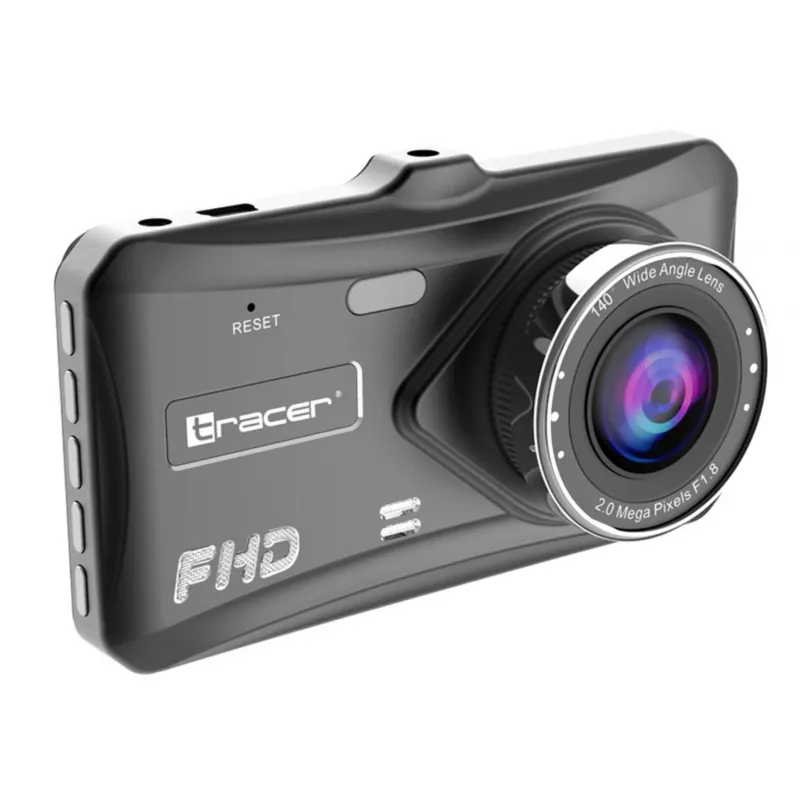 Dashcam TRACER 4TS Full HD dual-channel dash camera, 2 MP main, 0.4 MP interior, 140°/60° angles, 4 inch IPS display, 150 mAh battery, aluminium body, parking assist