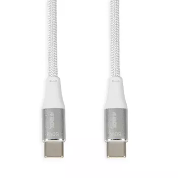 USB-C to USB-C cable IBOX IKUTC2W 2 m, USB 2.0, 3 A, white, textile braid