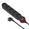 Power extension MACLEAN MCE185 — 5 m cable, 5 Type F AC outlets, indoor, black