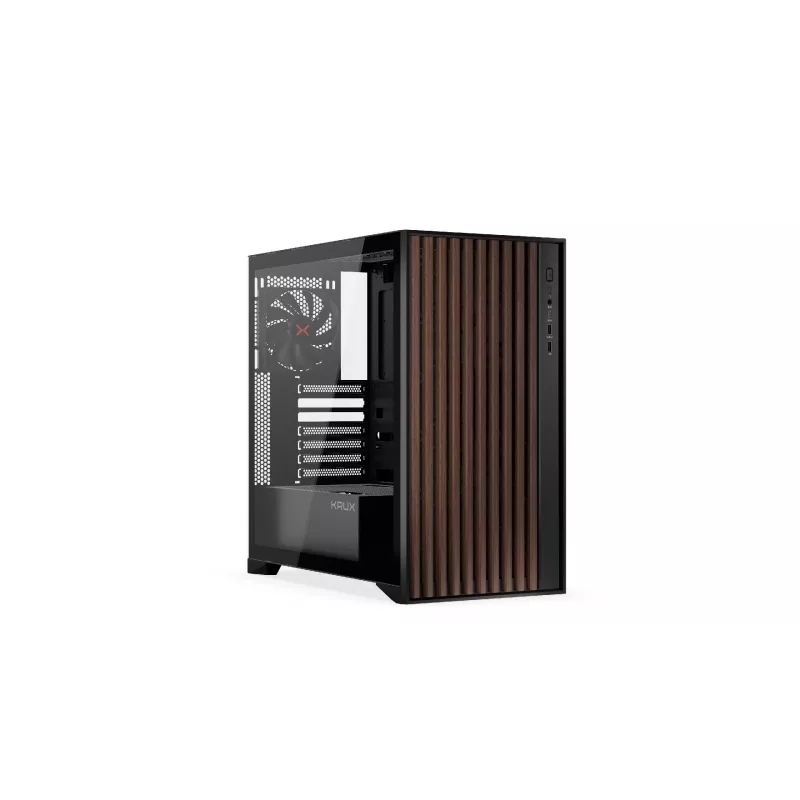 Computer Case KRUX Palum KRXD008 ATX Black — 2x3.5 inch bays, 2x2.5 inch bays, 2x120mm fans, GPU up to 39.5 cm