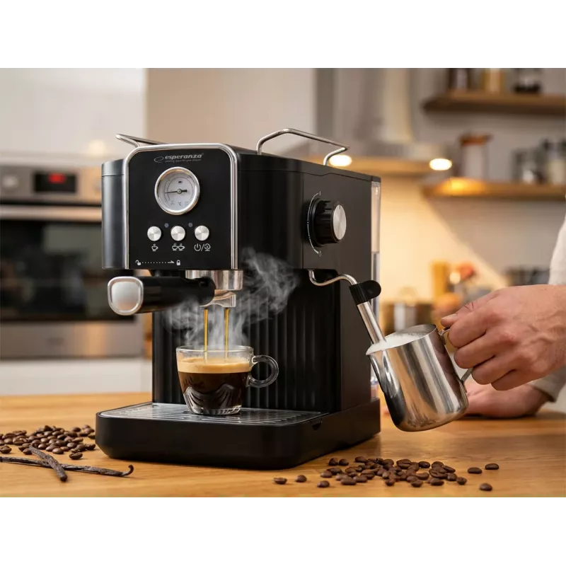 Espresso coffee machine ESPERANZA EKC010 — 1.8 L water tank, 850 W, 20 bar, built-in milk frother