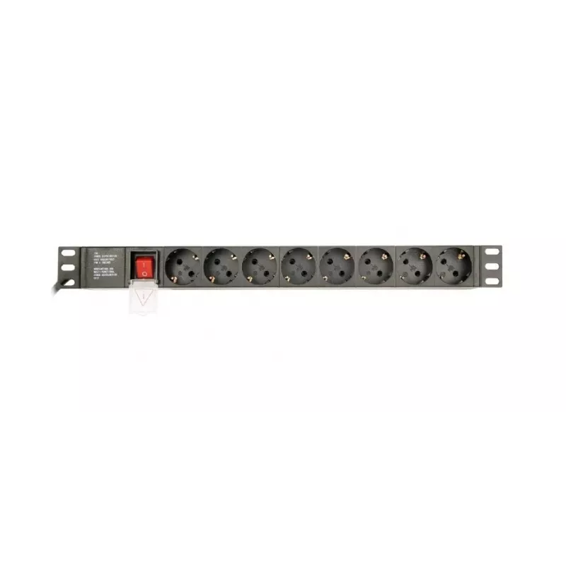 Power distribution unit GEMBIRD EG-PDU-014-C14, 8 AC outlets, C14 input, 3 m cable, 1U, 3680 W, 10 A, aluminium, black