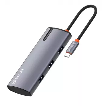 USB-C hub Tellur TLL321061 with PD 3.0 100W, HDMI output and 3× USB 3.0 ports