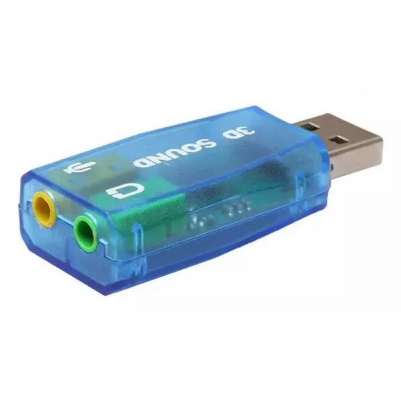 USB External Sound Card Gembird Virtus2 — USB interface, 3.5 mm headphone, blue transparent
