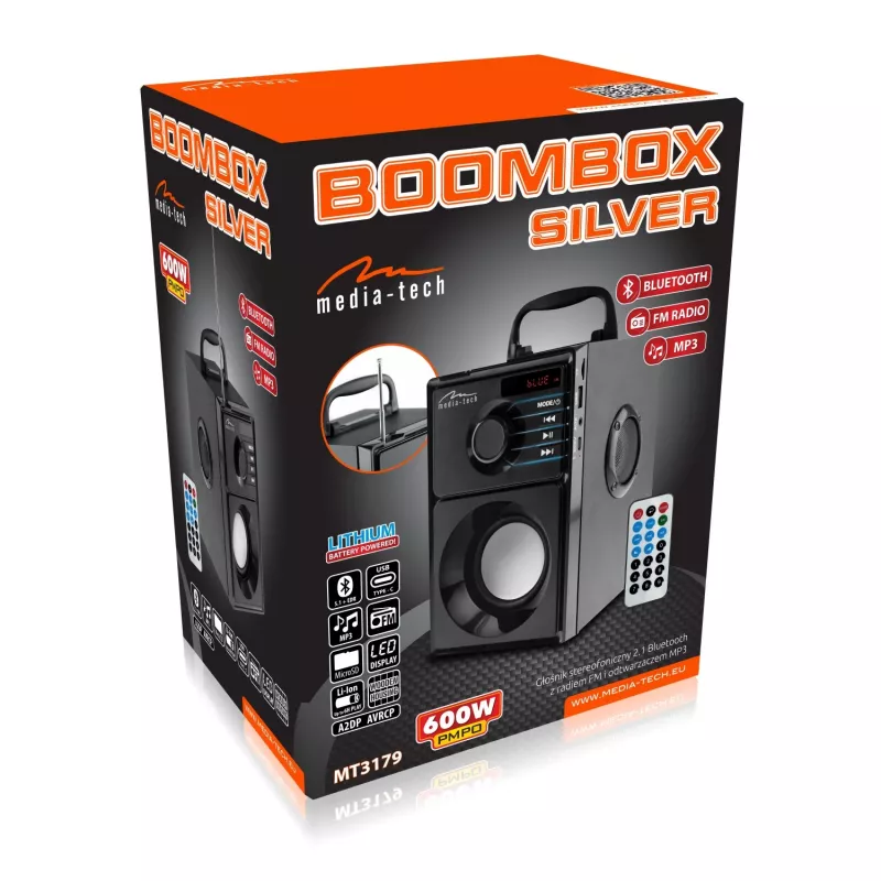 Wireless speaker MEDIA-TECH MT3179, 20W (RMS 15W), Bluetooth 5.1, FM, MicroSD, USB, AUX, Li-Ion, 6 h, wooden housing