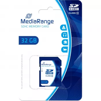 MediaRange - Flash Memory Card - 32GB - Class 10 - SDHC - Blue (MR964)
