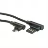 ROLINE USB 2.0 Cable, angled, Type A reversible - Micro B, ST/ST, black, 0,8 m (11.02.8720)