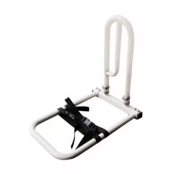 Height-adjustable bedside rail for standing assistance