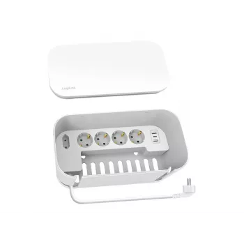 LogiLink Outlet Strip LPS281U 4 safety sockets 2 USB-A 1 USB-C white