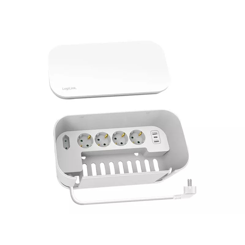 LogiLink Outlet Strip LPS281U 4 safety sockets 2 USB-A 1 USB-C white