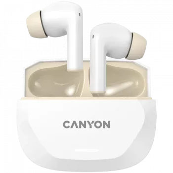 Headphones CANYON HEXAGON 7 TWS ANC+ENC Wireless Charge White Beige