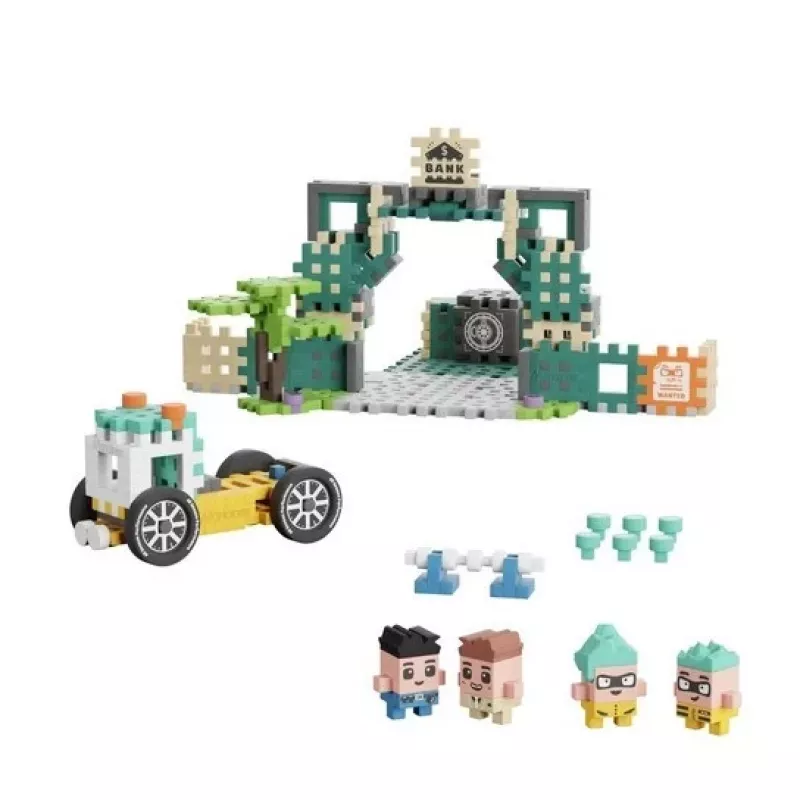 MARIOINEX Mini Waffle City Bank Robbery Building Blocks, 148 pieces
