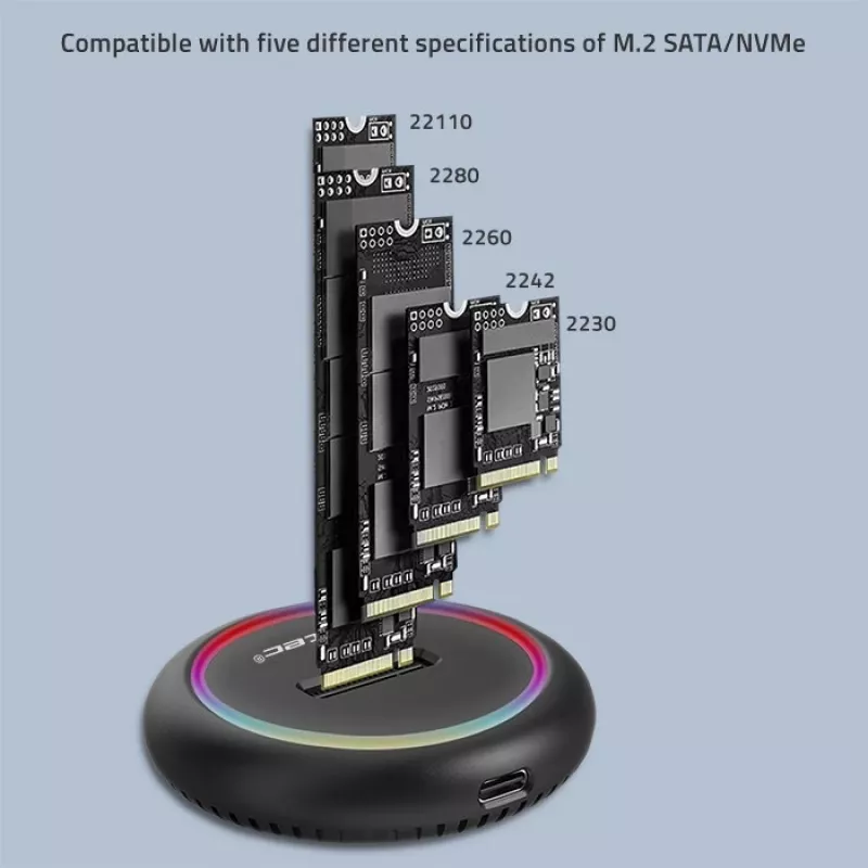 Qoltec 52275 M.2 SSD drive docking station, SATA/NVMe, USB-C