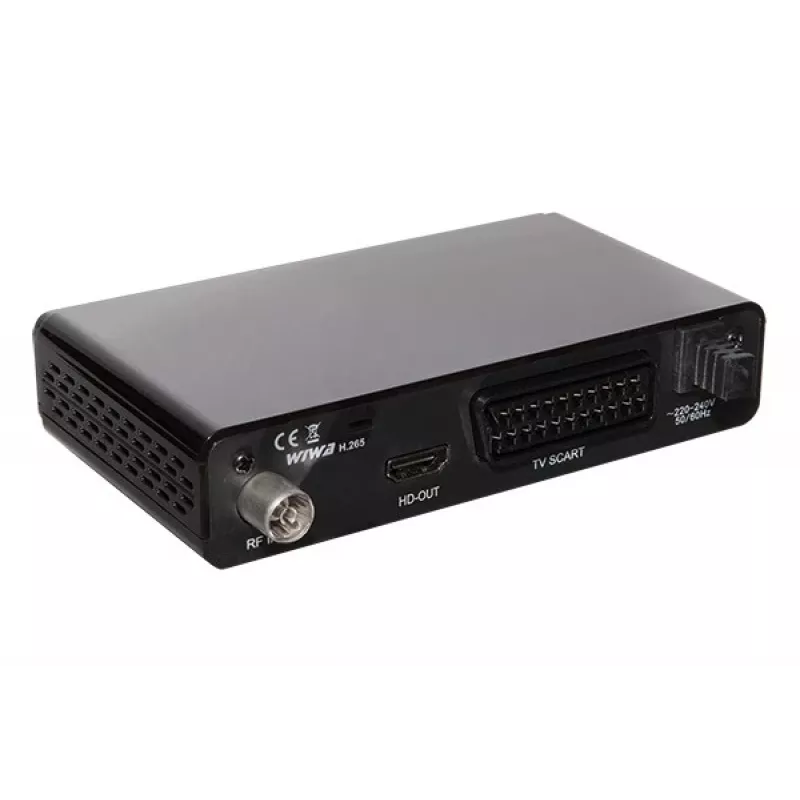 Set-top tuner WIWA 2_275294 H.265 DVB-T/DVB-T2 HD, 1 tuner, 470–860 MHz, HDMI 1.3, USB 2.0, SCART, black