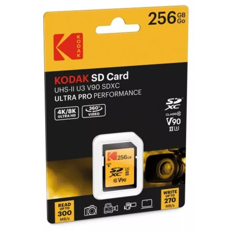 Memory card Kodak EKMSD256GUHS2V2K SDXC UHS-II 256 GB Read 300 MB/s Write 270 MB/s U3 V90 Class 10